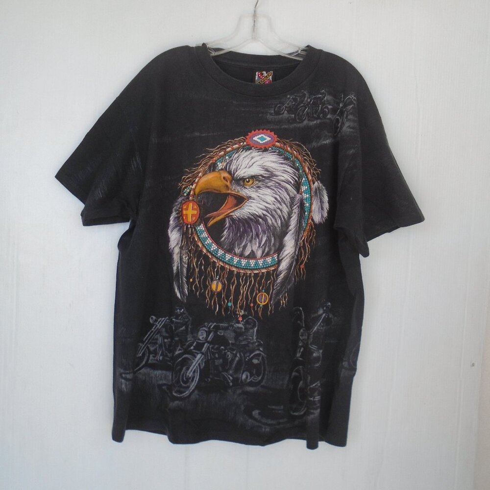 vintage Harley Davidson 3D Emblem Double Side Graphic Prints Mens T-Shirt Size L
